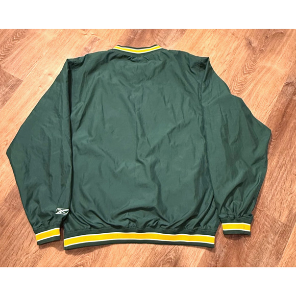 Green Bay Packers Windbreaker Pullover NFL Reebok 1/4 Bottom Side Zip Mens Large - Picture 2 of 10